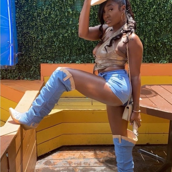 Cape Robbin Shoes - Cape Robbin Blue Over the Knee Boots